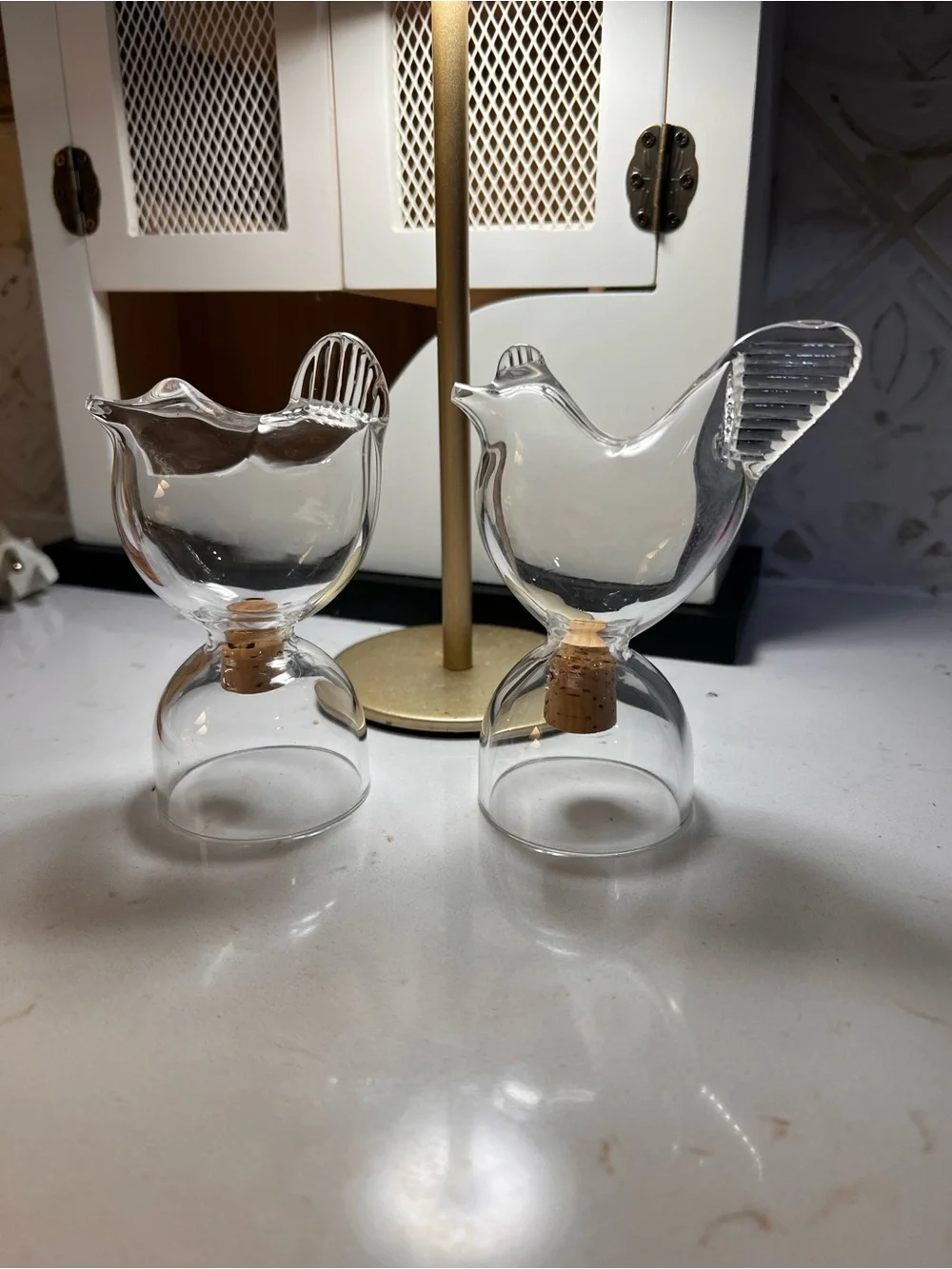 Vintage 1970s Nuutajärvi Kerttu Nurminen Glass Bird Salt & Pepper Shakers
